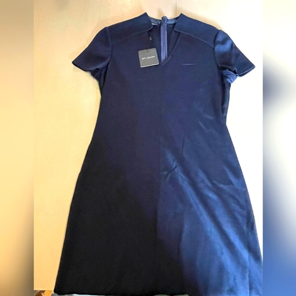 Nwt st. John navy blue short sleeve vneck Midi dress size 8 - Picture 2 of 5